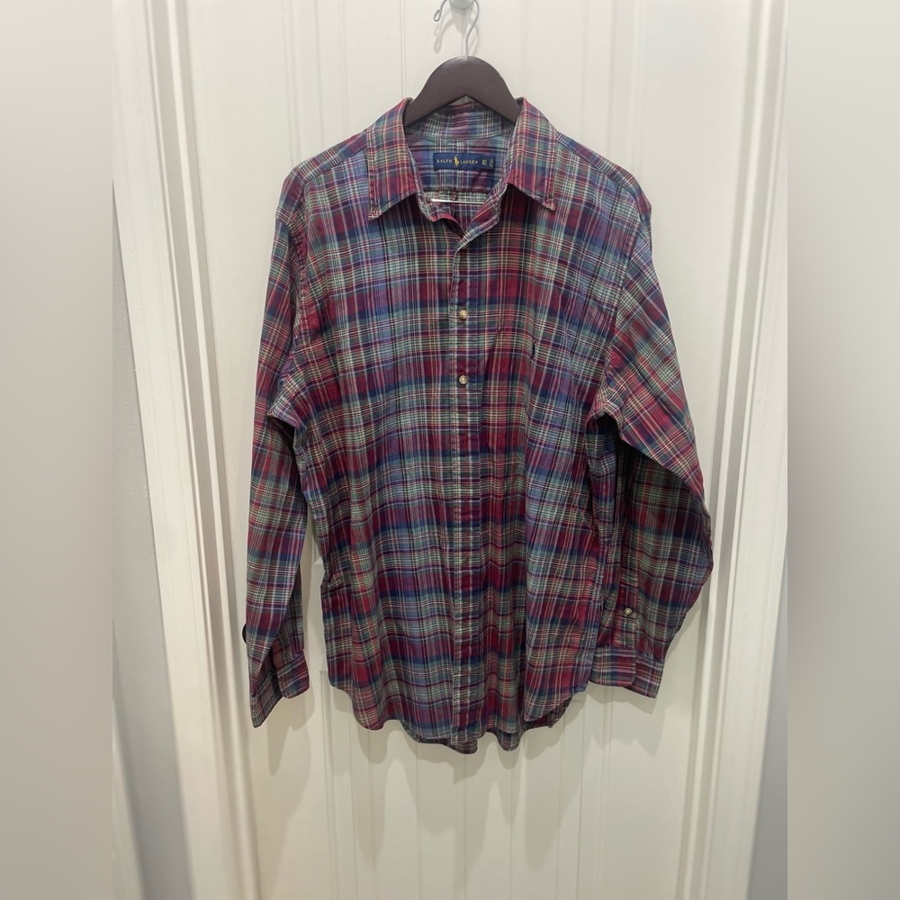 Ralph Lauren Men's Plaid Button-Down Shirt - Red, Blue, Green